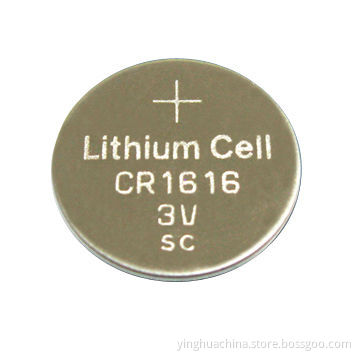 Button/3.0V lithium coin cell battery, weighs 1.2g, 55mAh normal capacity, meets CE and UL standards